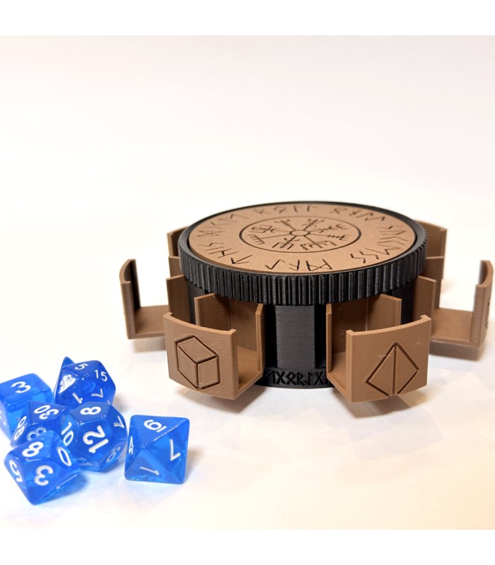 جعبه تاس مکانیکی مدل طلسم D&D Mechanical Runic Dice Box dnd
